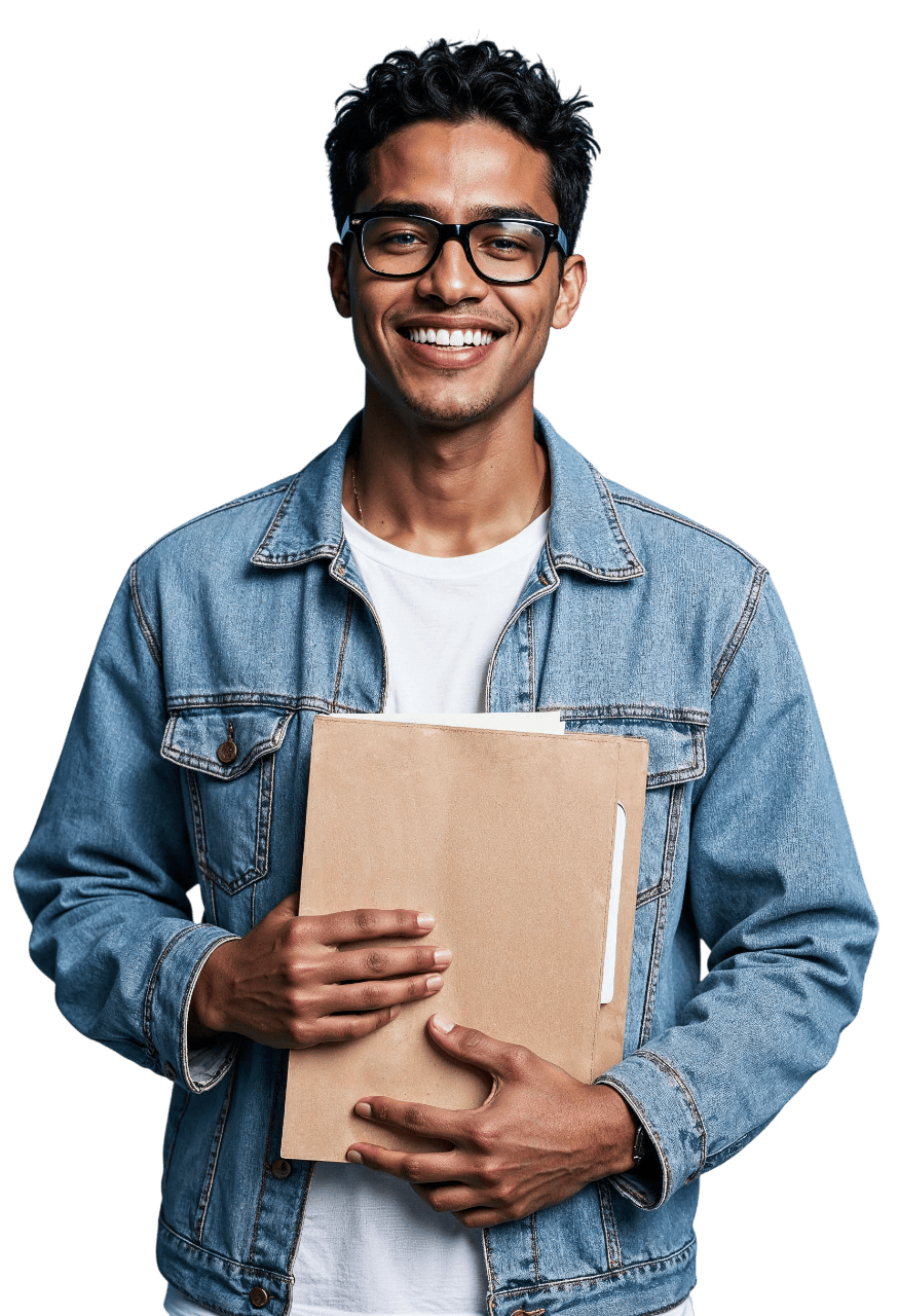 Estudante feliz utilizando a plataforma EAD gratuita EnsineOnline